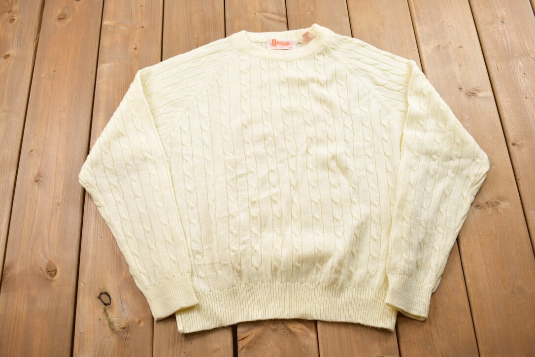 Vintage 1990s 3D Cable Knit Crewneck Sweater