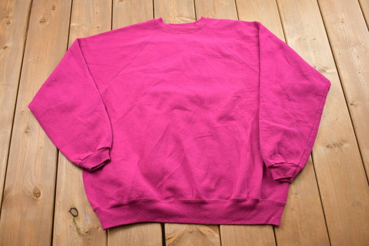 Vintage 1990s Blank Pink Crewneck Sweatshirt / 90s Crewneck / Made In USA / Essential / Streetwear / 90s Blank / Vintage Crewneck