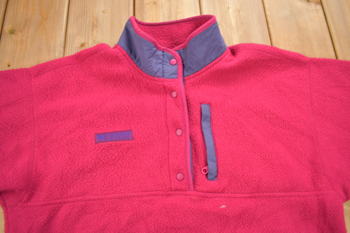 Vintage 1990s Columbia Pink T Snap Fleece Sweatshirt / Made In USA / Sportswear / Outdoorsman / Streetwear