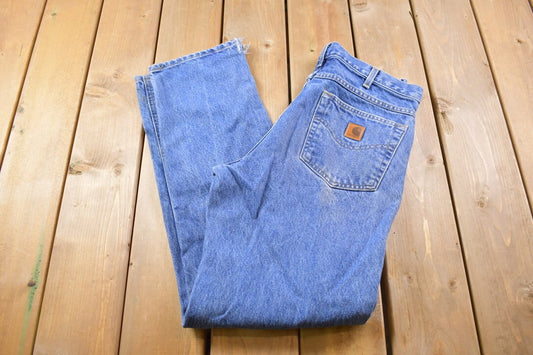 Vintage 1990s Carhartt Blue Work Jeans Size 32 x 33 / 1990s Carpenter Pants  / Hype Vintage Jeans / Vintage Workwear