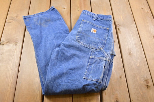 Vintage 1990s Carhartt Double Knee Blue Work Jeans Size 36 x 33.5 / 1990s Carpenter Pants  / Hype Vintage Jeans / Vintage Workwear