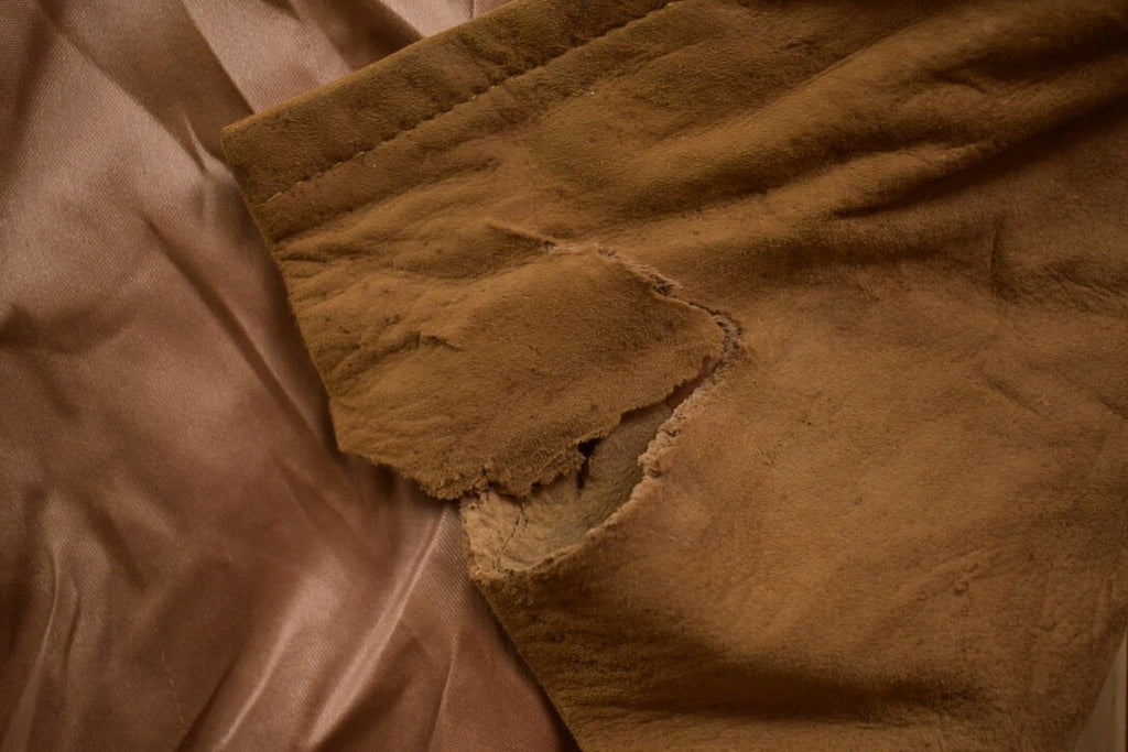 Vintage 1960s Fur Collar Leather Overcoat