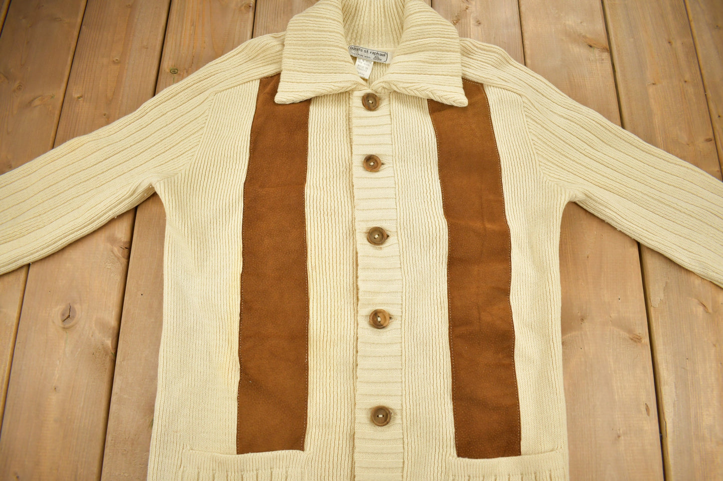 Vintage 1990s Tricots St. Raphael's Pure Wool Knit Sweater / Vintage 90s Knit / Button Up