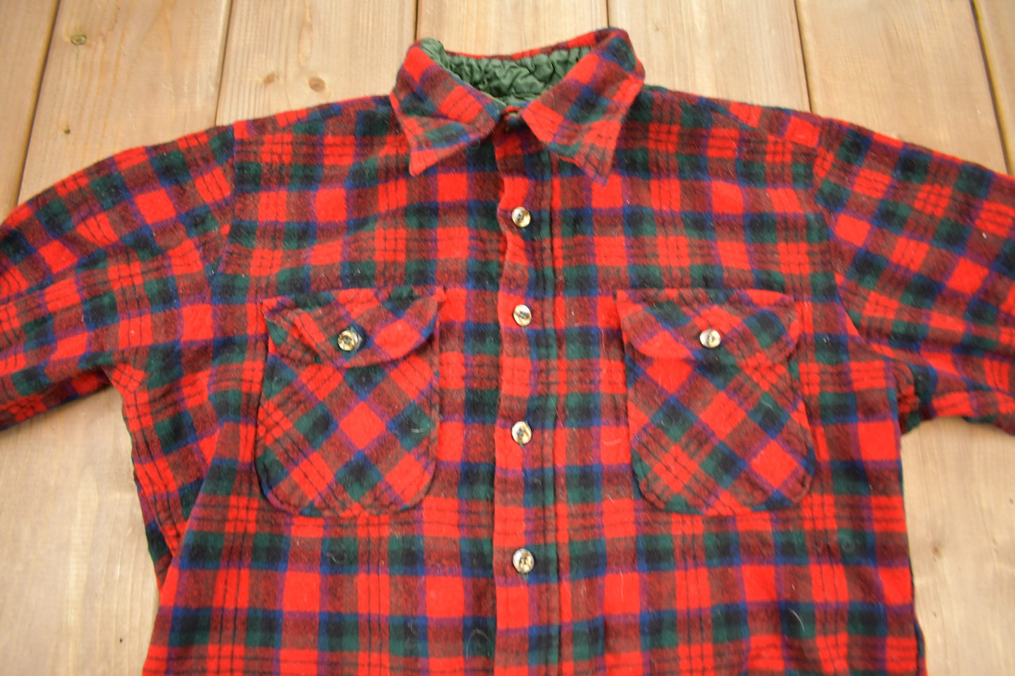 Vintage 1950s Pendleton Plaid Flannel Button Up Board Shirt / 100% Virgin Wool / Outdoorsman / Made In USA / True Vintage