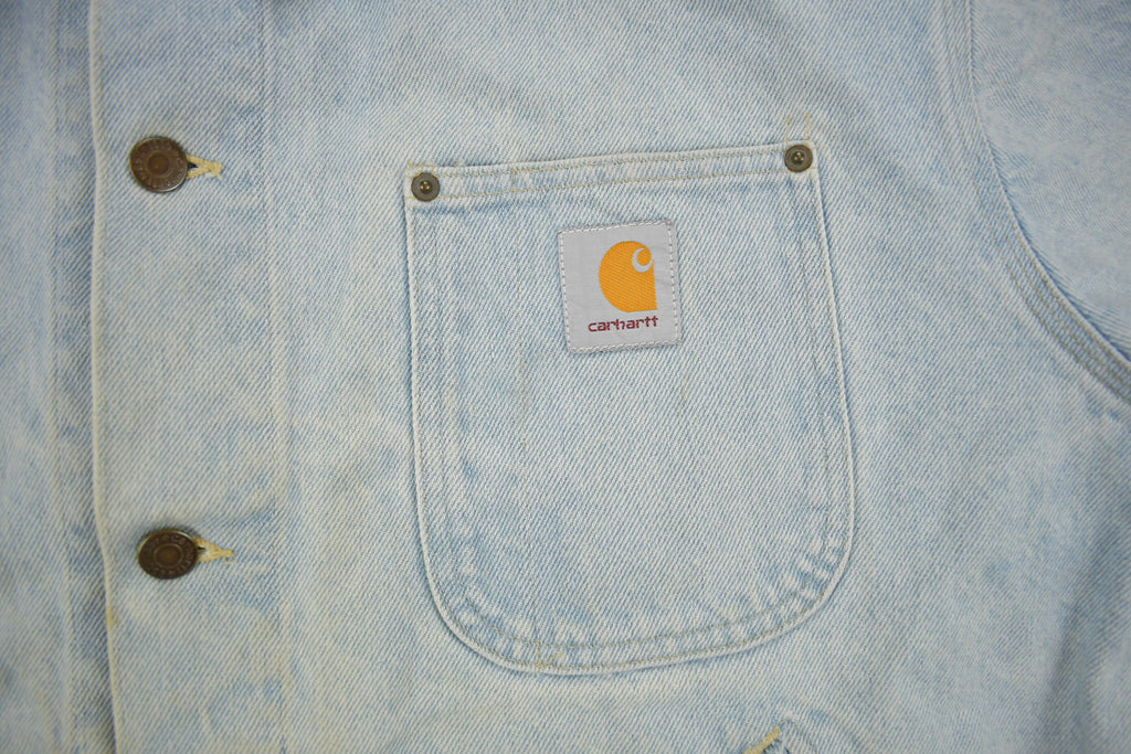 Vintage 1980s Carhartt Detroit Light Wash Denim Jean Jacket