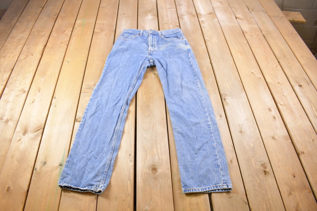 Vintage 1990s Levi's 505 Red Tab Light Wash Jeans Size 30 x 30.5 / Distressed Denim / Straight Leg Jeans / Vintage Levi's