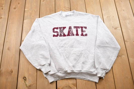 Vintage 1990s Skate Graphic Crewneck Sweatshirt / 90s Crewneck / Made In USA / Essential / Streetwear / 90s Skate Sweater / Skater Theme