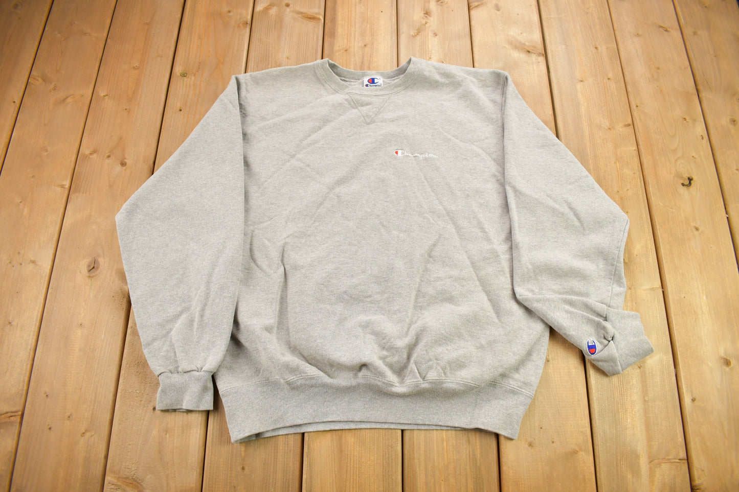 Vintage 1990s Champion Blank Grey Crewneck Sweatshirt / Made In USA / Vintage Champion / Vintage Blank