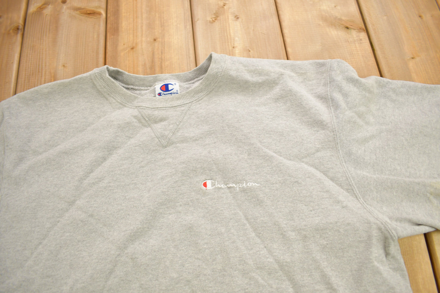 Vintage 1990s Champion Blank Grey Crewneck Sweatshirt / Made In USA / Vintage Champion / Vintage Blank