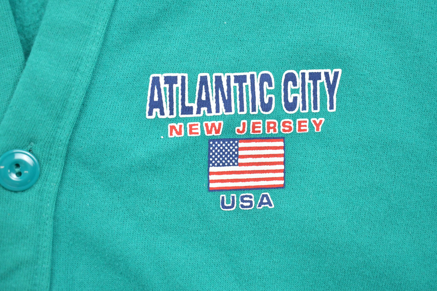 Vintage 1990s Atlantic City New Jersey Cardigan Sweater / Vintage Cardigan / Button Up / Patchwork / Embroidered / New Jersey Vintage / USA