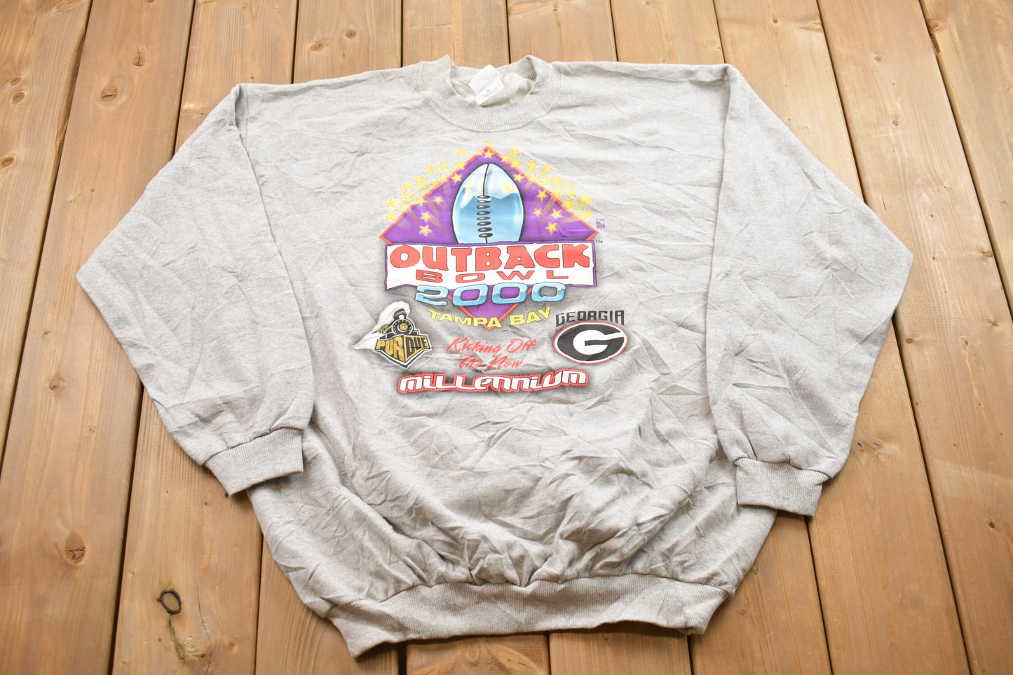 Vintage 2000 NCAA Outback Bowl Collegiate Crewneck / Embroidered / NCAA Sweatshirt / Sportswear / Americana / 2000's Purdue / 2000's Georgia