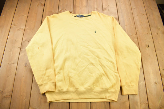 Vintage 1990s Polo Ralph Lauren Yellow Crewneck Sweatshirt / 90s Crewneck / Small Pony / Streetwear / Vintage Polo