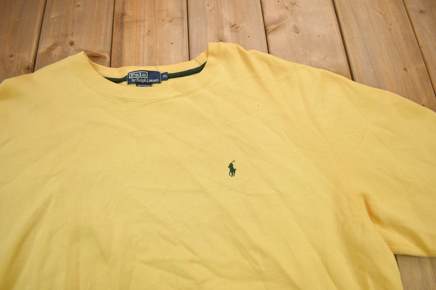 Vintage 1990s Polo Ralph Lauren Yellow Crewneck Sweatshirt / 90s Crewneck / Small Pony / Streetwear / Vintage Polo