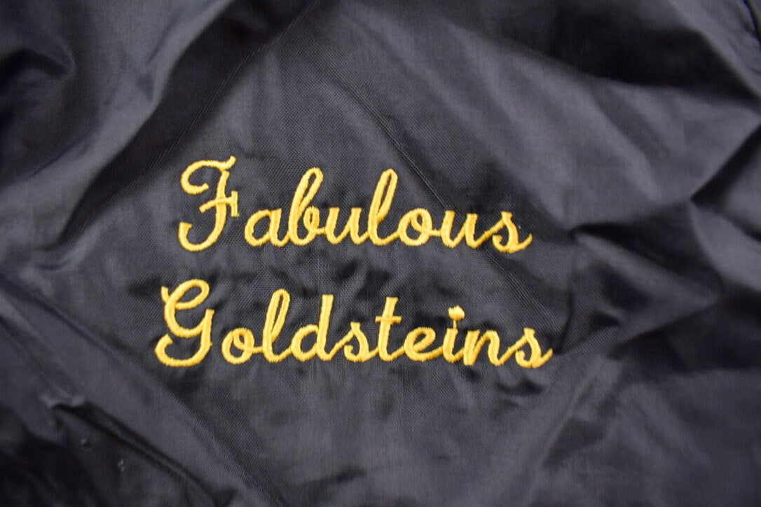 Vintage 1990s Holloway Embroidered Fabulous Goldsteins Satin Windbreaker Jacket / Fall Outerwear / Streetwear / Made In USA