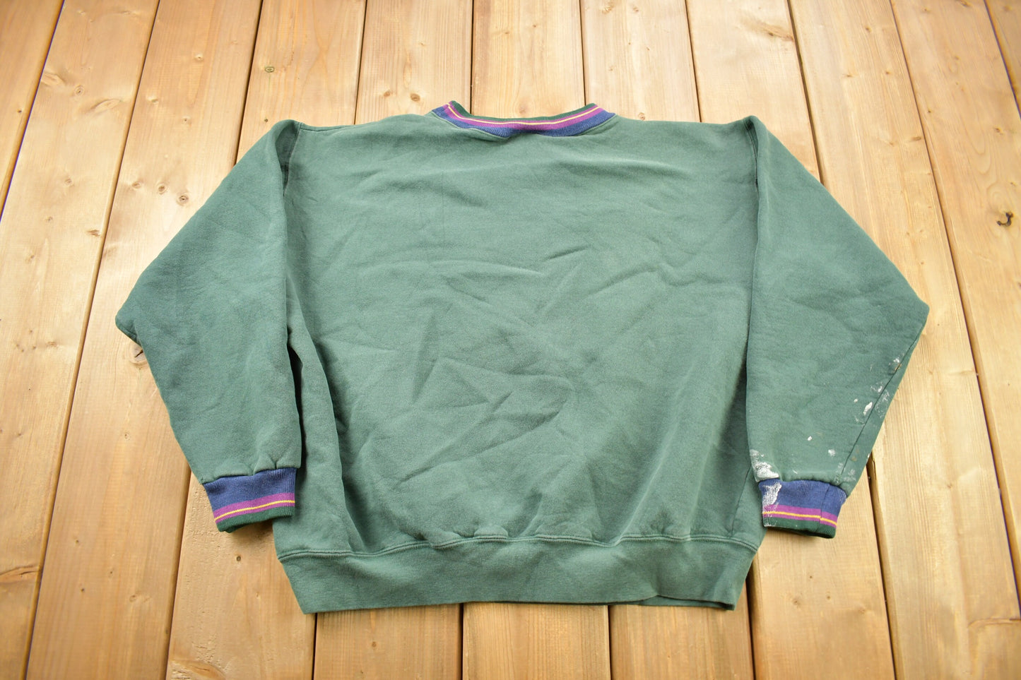 Vintage 1990s George Mason University Collegiate Crewneck / Distressed / NCAA Sweatshirt / Sportswear / Made In USA