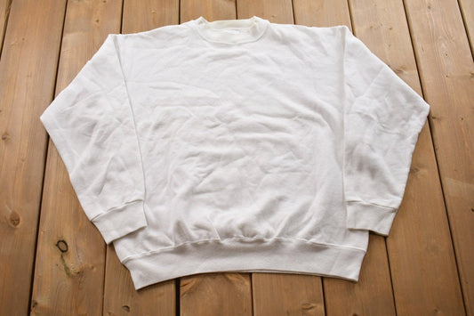 Vintage 1990s Blank White Crewneck Sweatshirt / 90s Crewneck / Made In USA / Essential / Streetwear / 90s Blank / Tultex Blank Crewneck