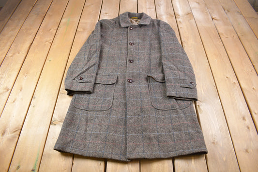 Vintage 1990s Grey Stripped Button Up Wool OverCoat / 1990s Overcoat / Vintage 1990s / Outerwear / Winter / Cozy Trench Coat