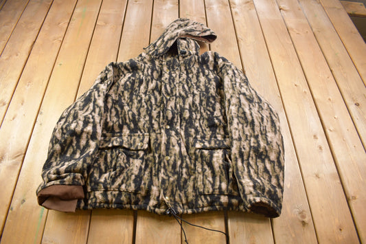 Vintage 1990s Cabela's Super Slam All Over Print Camouflage Fleece Jacket / Streetwear / Thinsulate / Made In USA / Vintage Fleece Zip Up