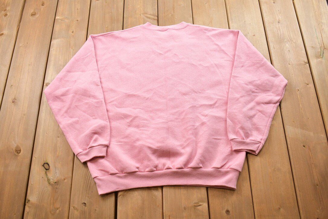 Vintage 1990s Blank Pink Crewneck Sweatshirt / 90s Crewneck / Made In USA / Essential / Streetwear / 90s Blank / Tultex Crewneck / Tultex