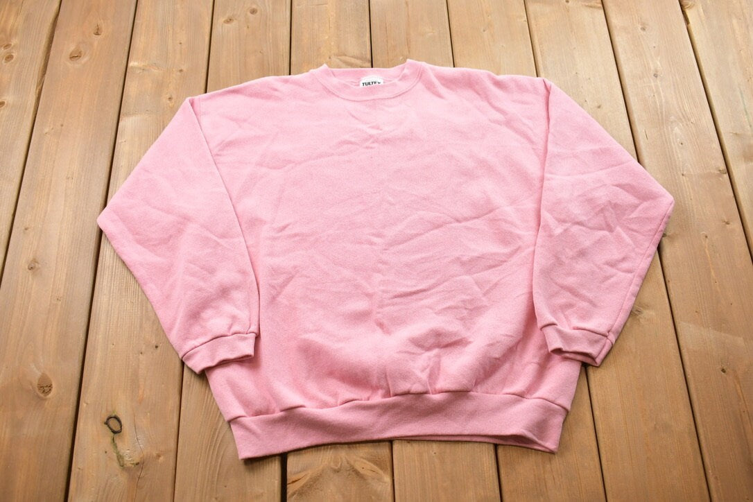 Vintage 1990s Blank Pink Crewneck Sweatshirt / 90s Crewneck / Made In USA / Essential / Streetwear / 90s Blank / Tultex Crewneck / Tultex