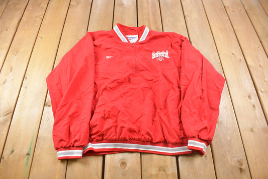 Vintage 1990s University of Ohio State Buckeyes Collegiate Reebok Pullover Windbreaker / Embroidered / Varsity Jacket / Americana