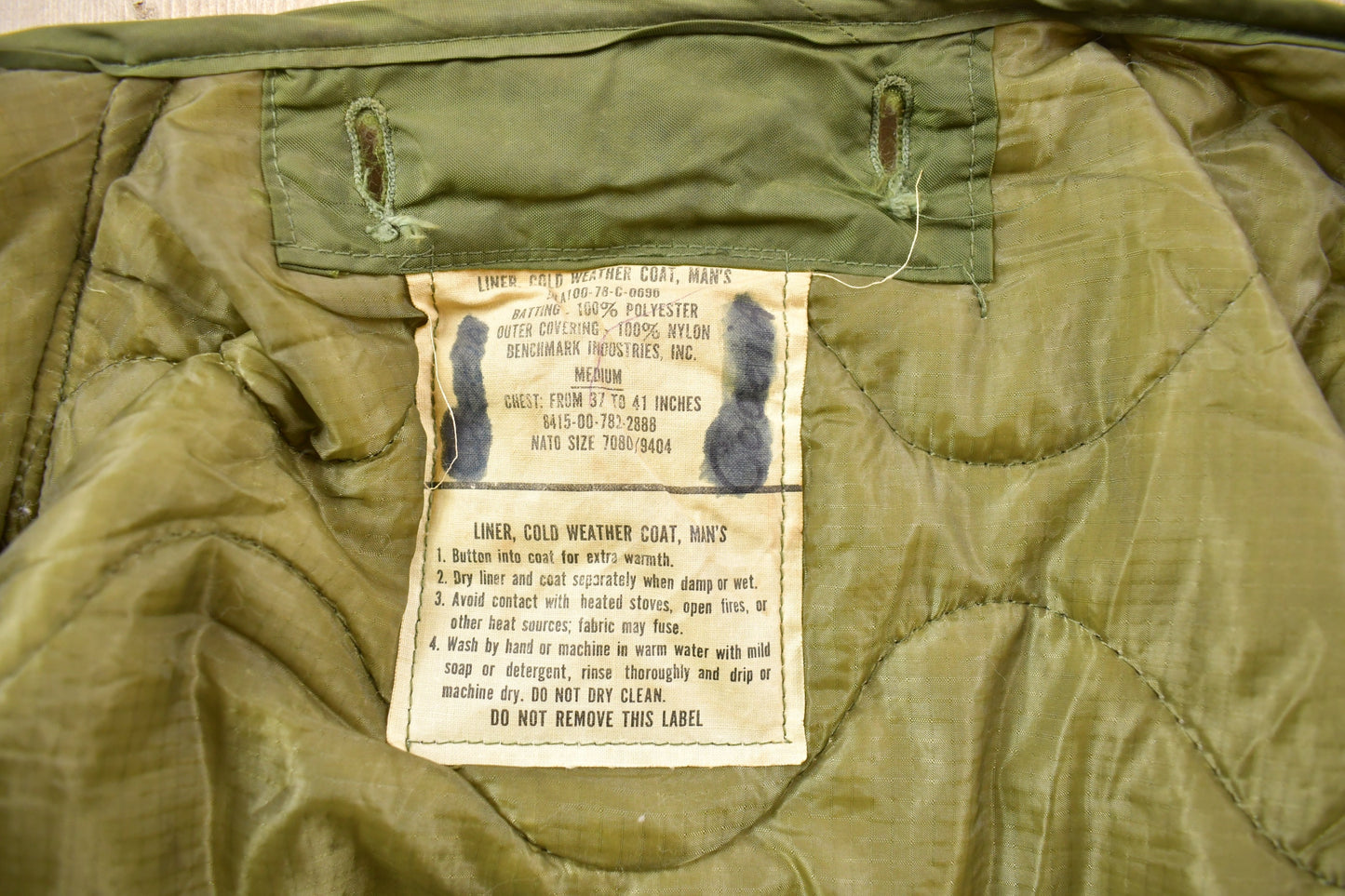 Vintage 1978s US Army Military Jacket Lining / US Army Green / True Vintage Military / Streetwear Fashion / Army Jacket / Outerwear