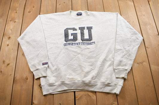 Vintage 1990s University Of Georgetown Collegiate Crewneck / Embroidered / Georgetown Sweatshirt / Sportswear / Americana / Washington DC