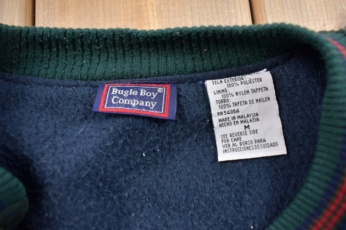 Vintage 1990s Bugle Boy Fleece Varsity Sweater / Outdoorsman / 90s Sweater / Streetwear / 90s Bugle Boy / Fleece Zip up / Fleece Jacket