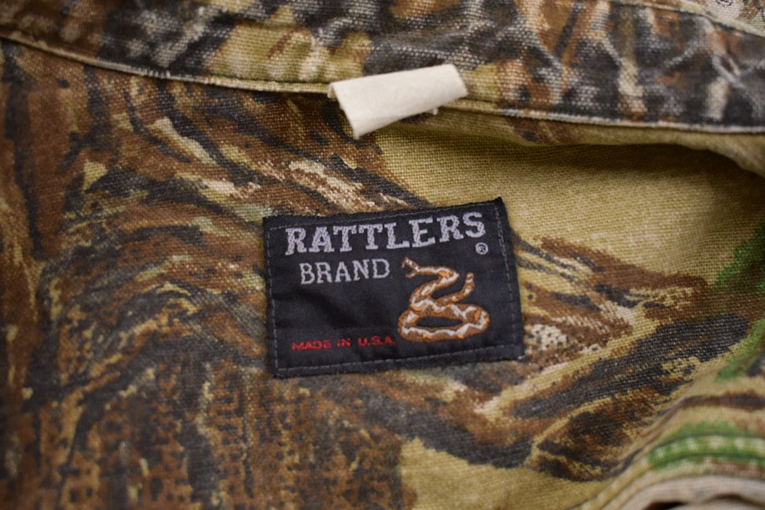 Vintage 1990s Rattler Brand Hunting Camo Button Up