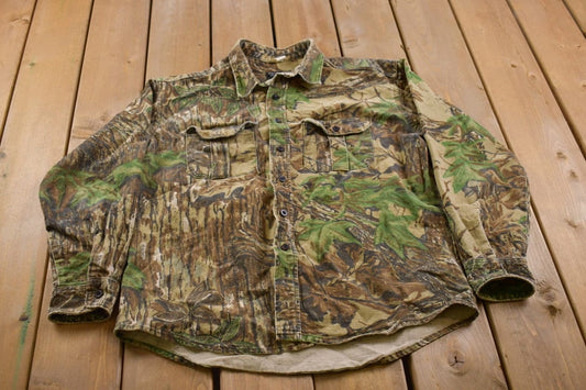 Vintage 1990s Rattler Brand Hunting Camo Button Up