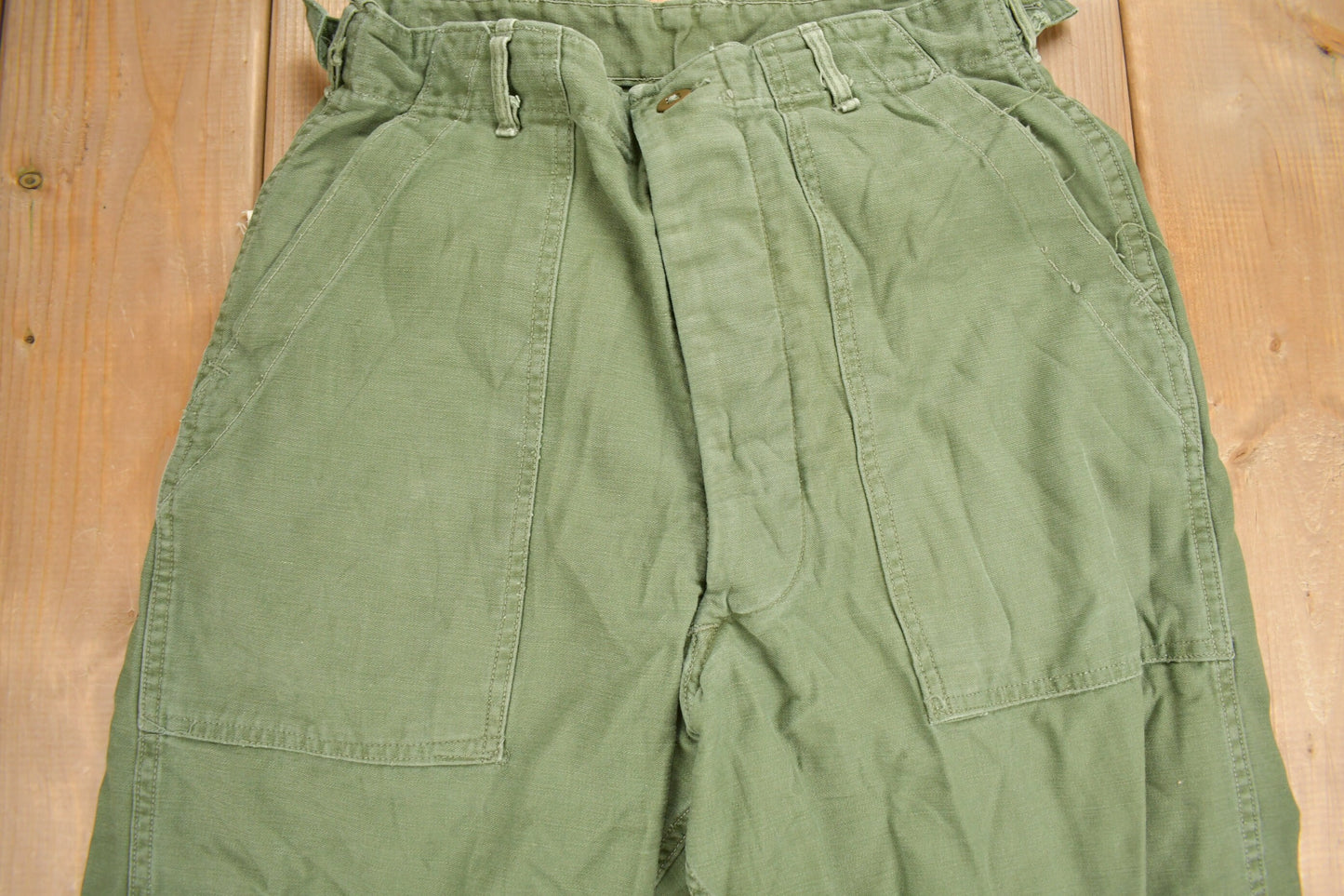 Vintage 1970s OG 107 Green Khaki Army Pants Size 28 x 25