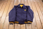Vintage 1990s Dala Sport Chenille Blue & Yellow Reversible Varsity Jacket