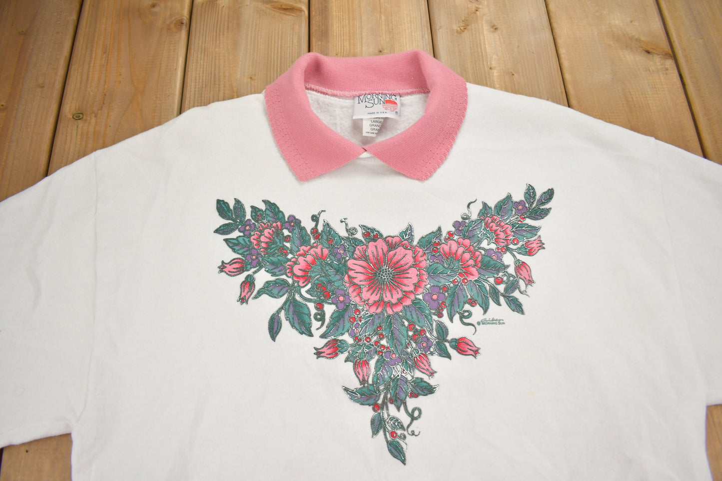 Vintage 1990s Cute Floral Theme Lee Collared Crewneck Sweater