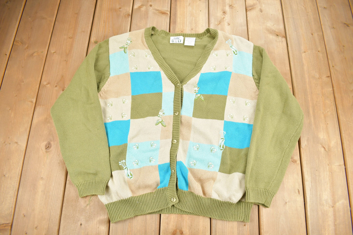 Vintage 1990s Tabi Interational Golf Theme Cardigan Sweater