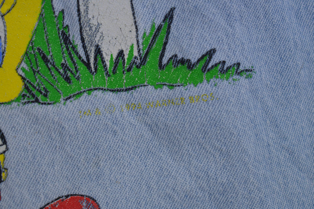 Vintage 1990s Looney Tunes Embroidered Button Up Denim Shirt
