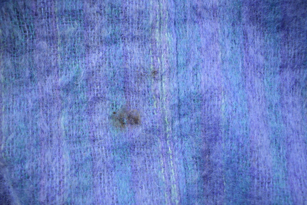 Vintage 1970s 100% Blue Mohair Overcoat With Scarf