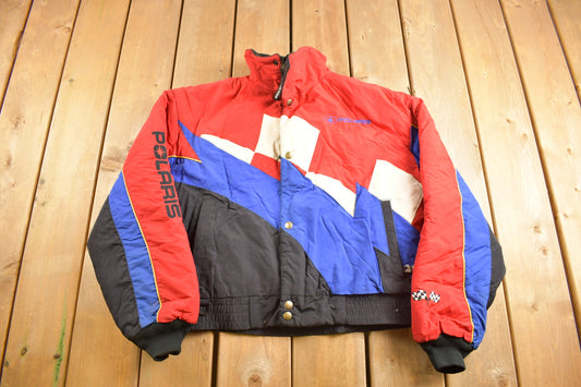 Vintage 1990s Polaris Snowmobile Color Block Youth Puffer Jacket