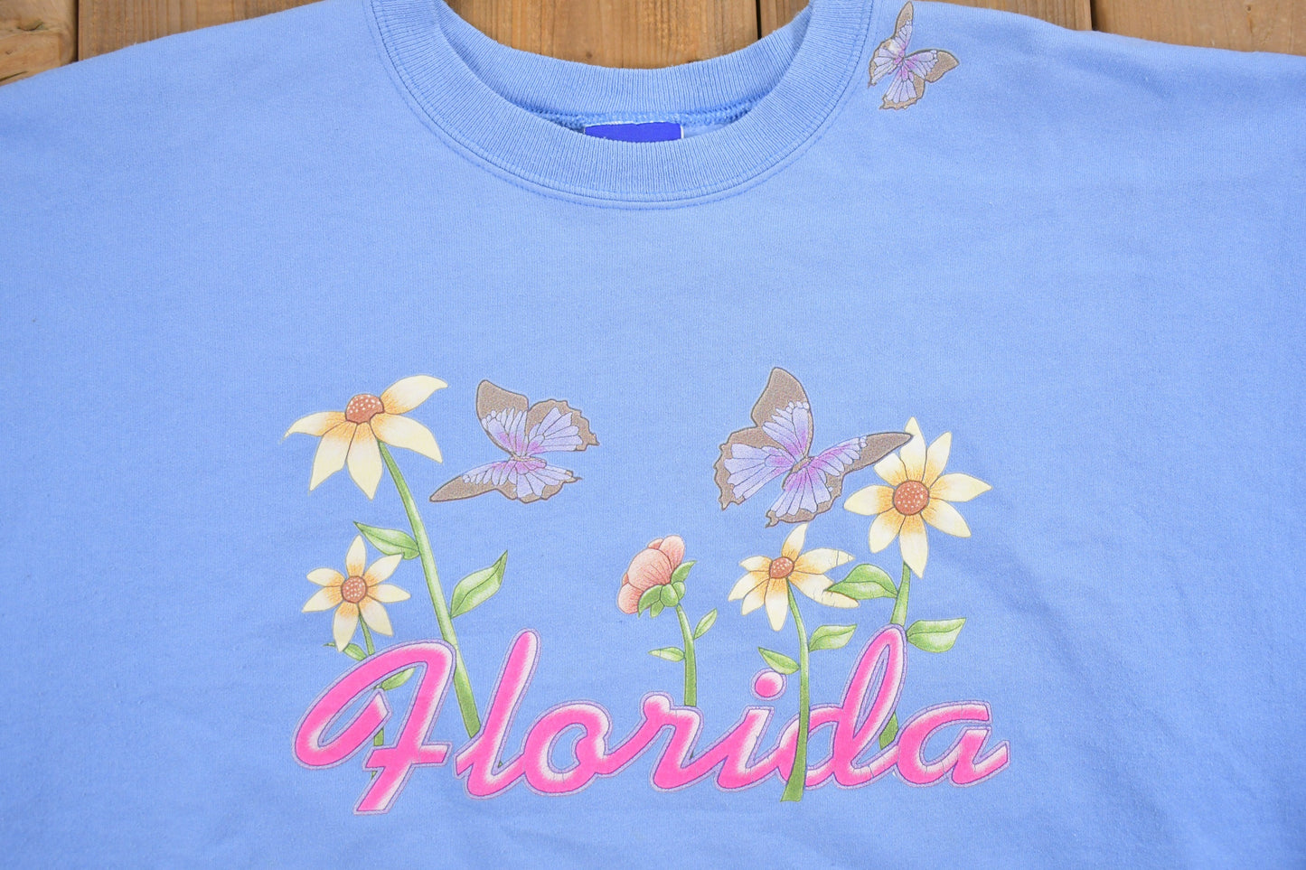 Vintage 1990s Florida Floral Theme Champion Crewneck Sweatshirt