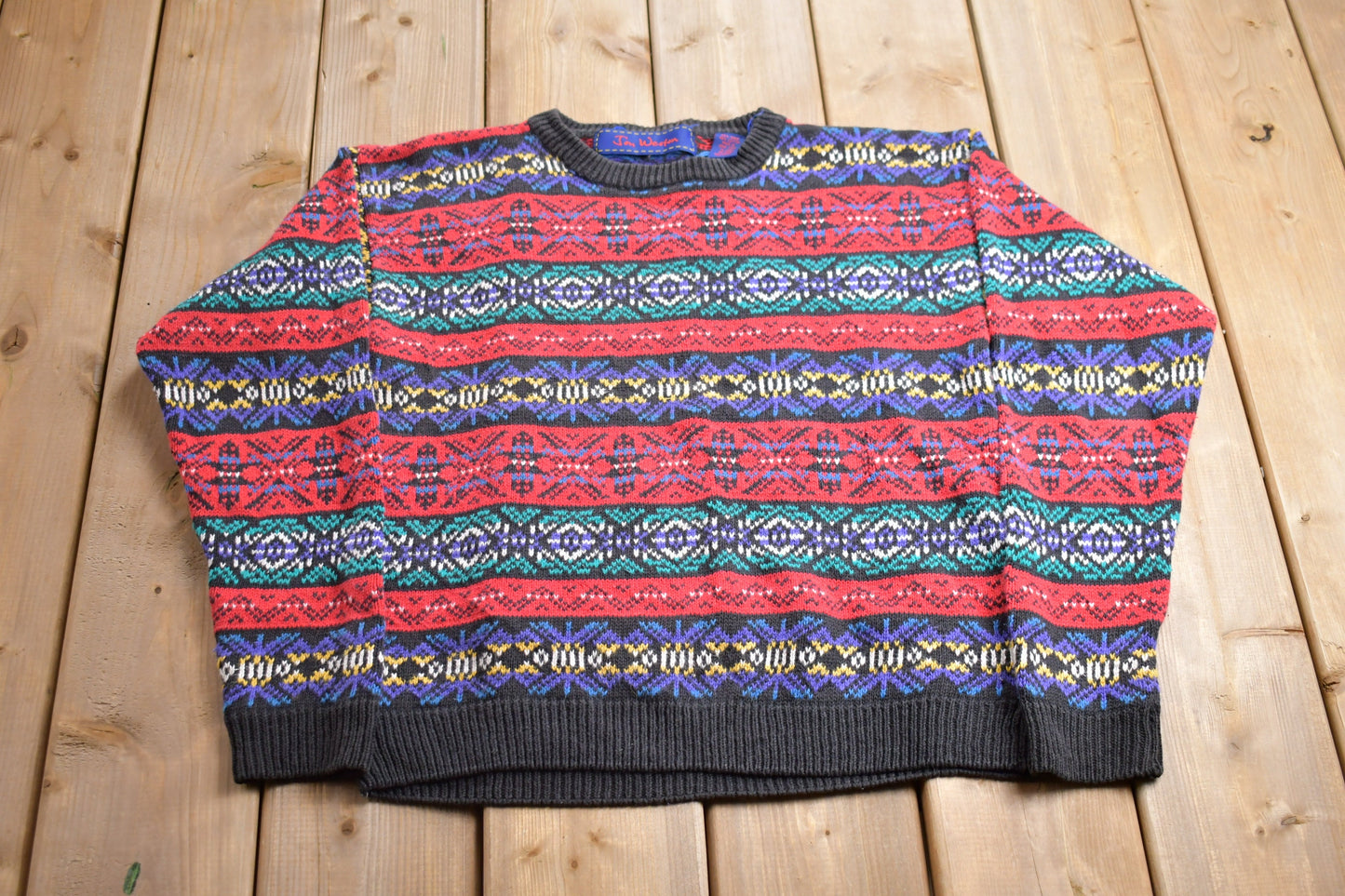 Vintage 1990s Jon Weston Abstract Knitted Crewneck Sweater