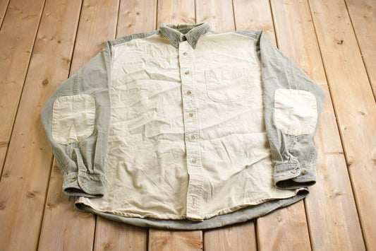 Vintage 1990s Woolrich Color Block Blank Button Up Shirt