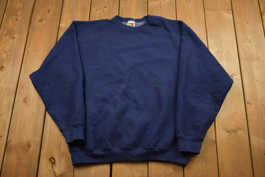 Vintage 1990s Blank Navy Crewneck Sweatshirt / 90s Crewneck / Made In USA / Essential / Streetwear / 90s