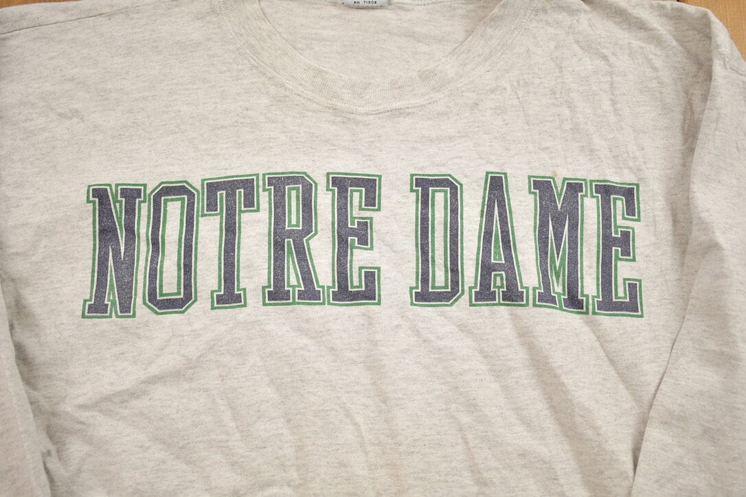 Vintage 1990s Notre Dame Collegiate Crewneck / Embroidered / NCAA Sweatshirt / Sportswear / Americana / Fighter Irish