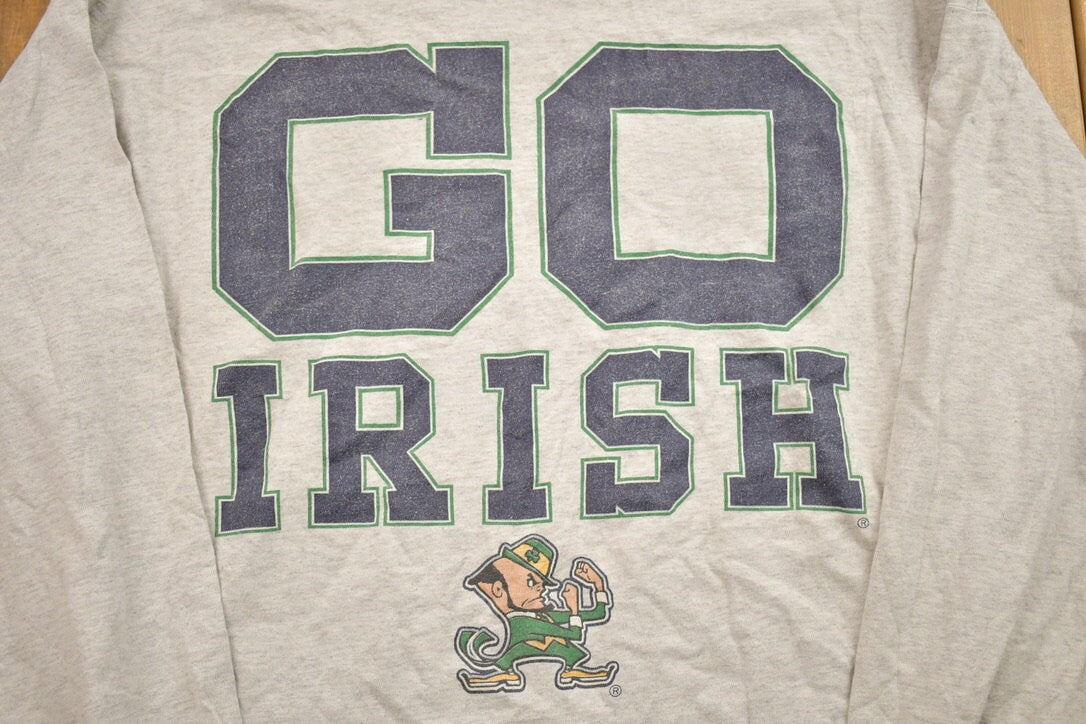 Vintage 1990s Notre Dame Collegiate Crewneck / Embroidered / NCAA Sweatshirt / Sportswear / Americana / Fighter Irish