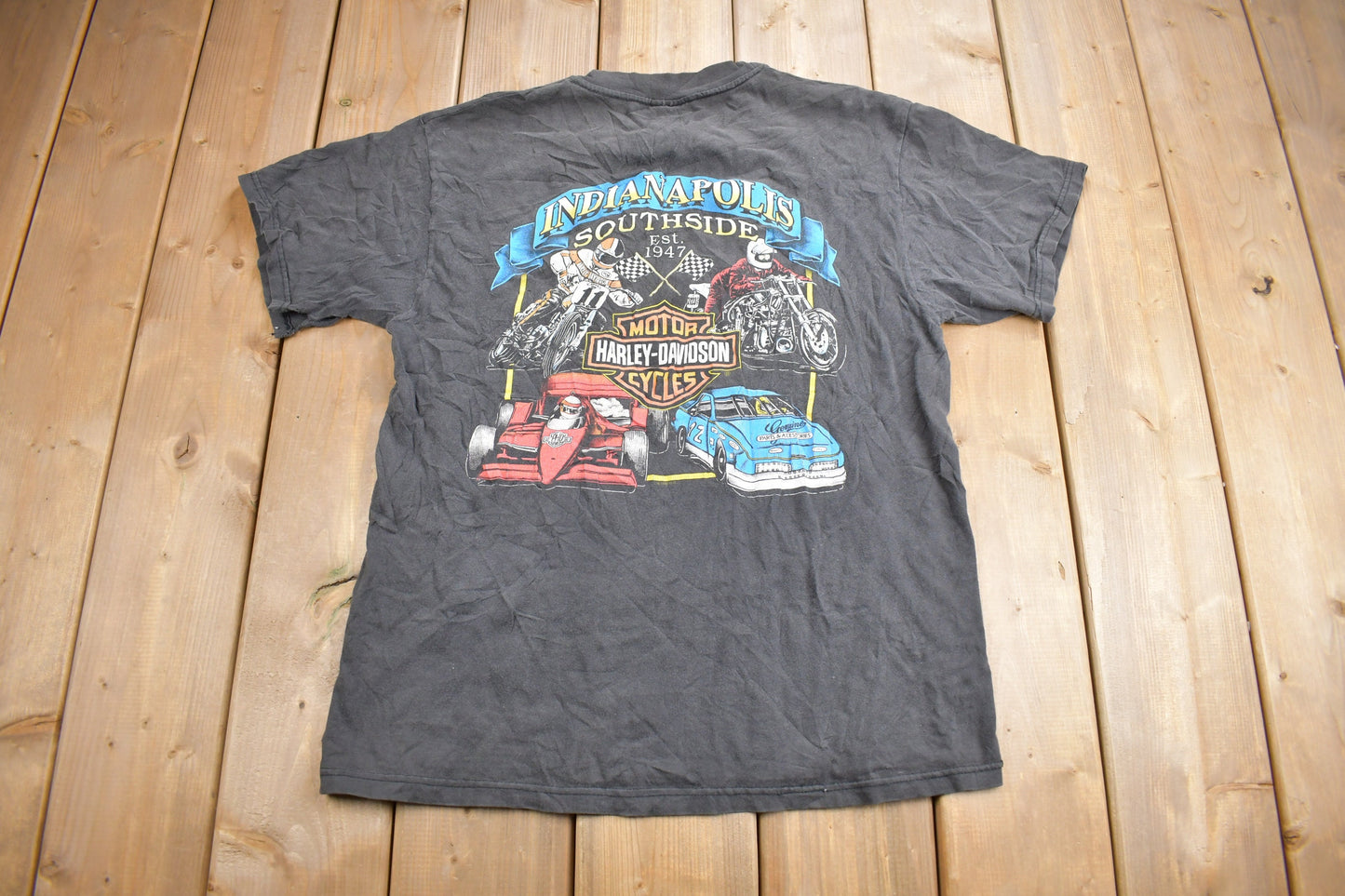 Vintage 1990s Harley Davidson Indianapolis Southside T-Shirt / Single Stitch / Made In USA / Biker Tee / Souvenir T Shirt