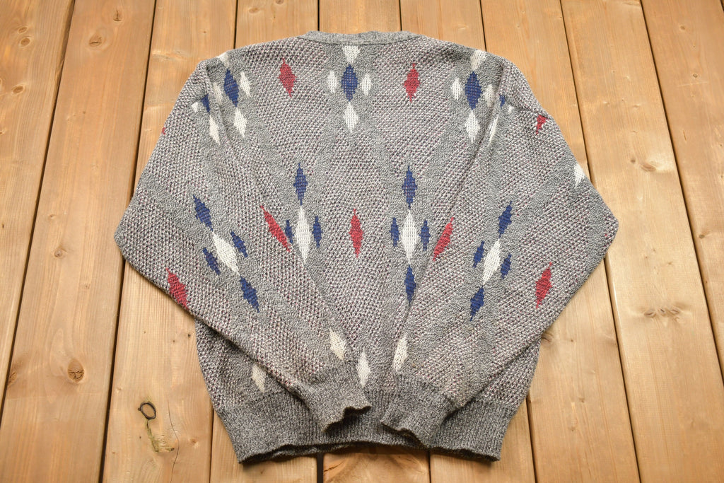 Vintage 1970s Jantzen Argyll Knited Cardigan Sweater