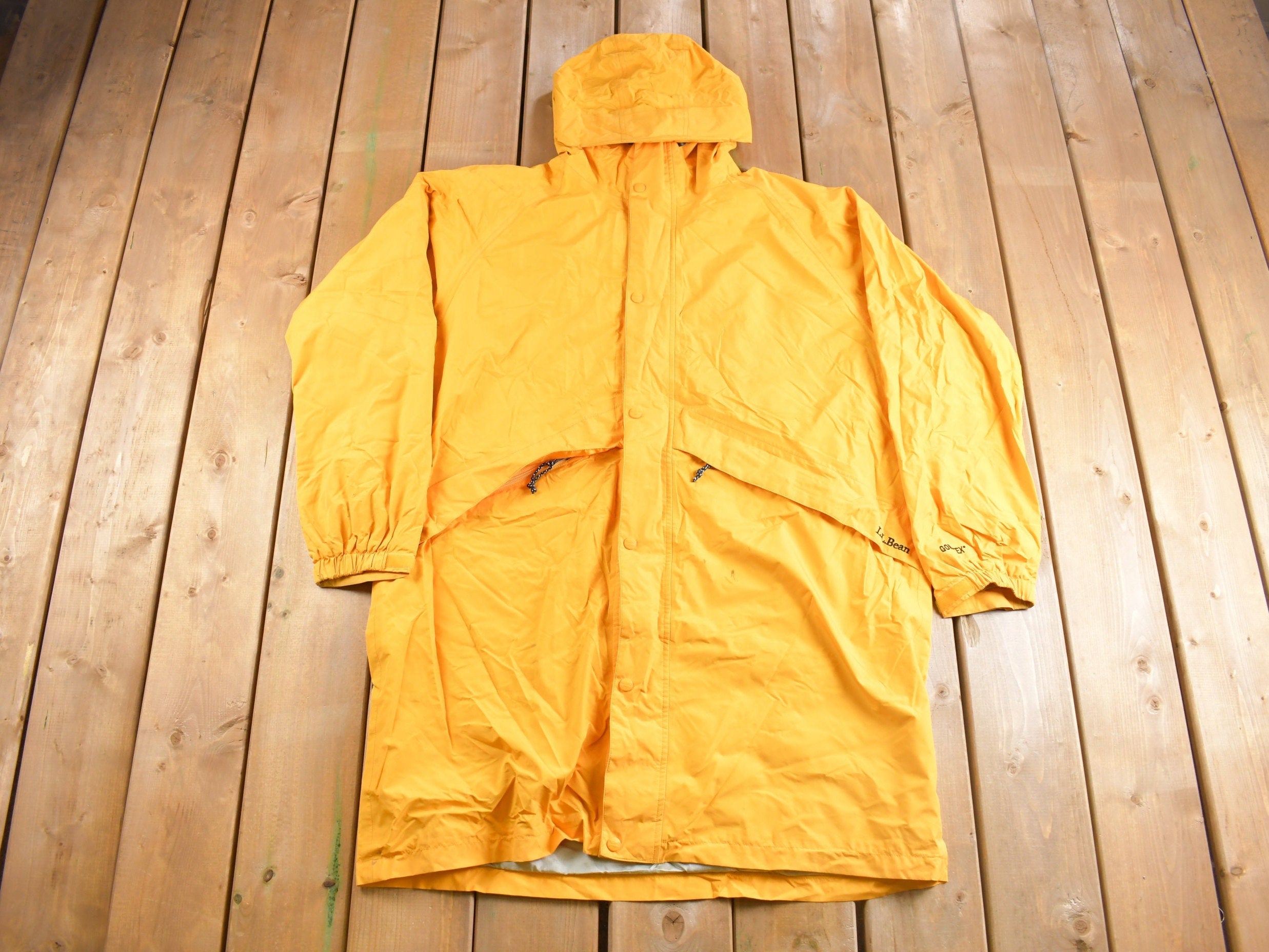 Vintage 1990s LL Bean Gore-Tex Yellow Rain Coat / Gore Tex Rain