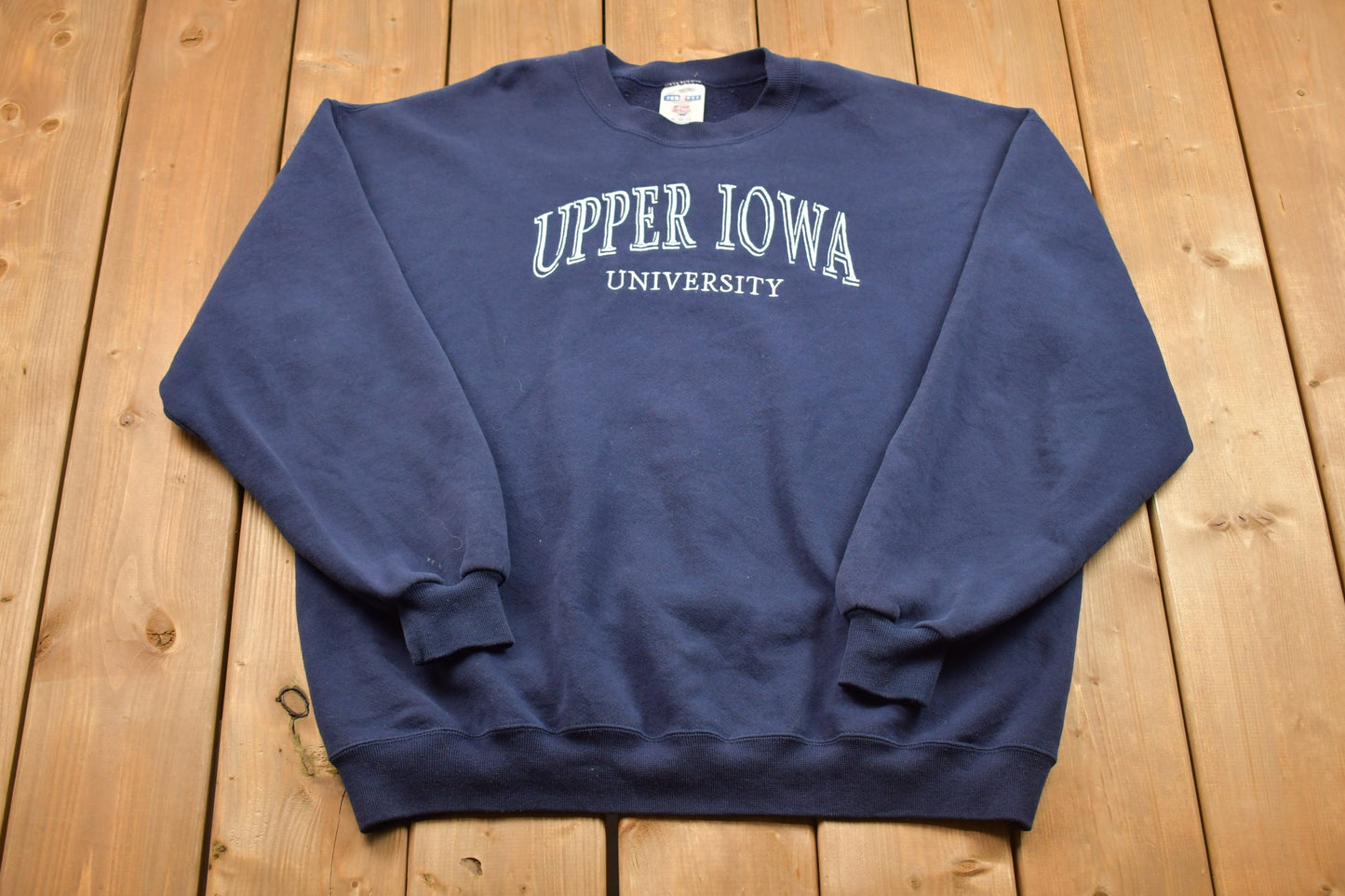 Vintage 1990s Upper Iowa University Collegiate Crewneck / Embroidered / NCAA Sweatshirt / Sportswear / Americana / Spell Out