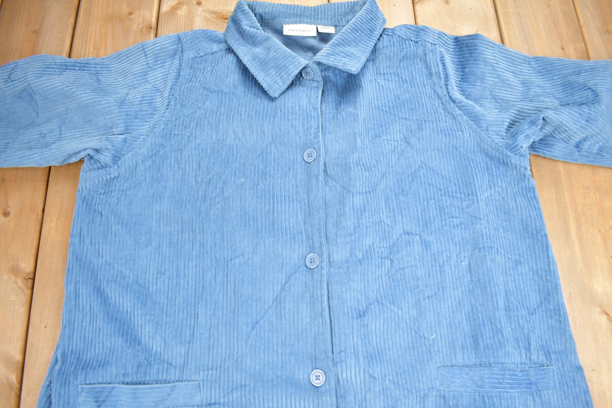 Vintage 1990s CW Classics Women's Blank Corduroy Button Up Shirt