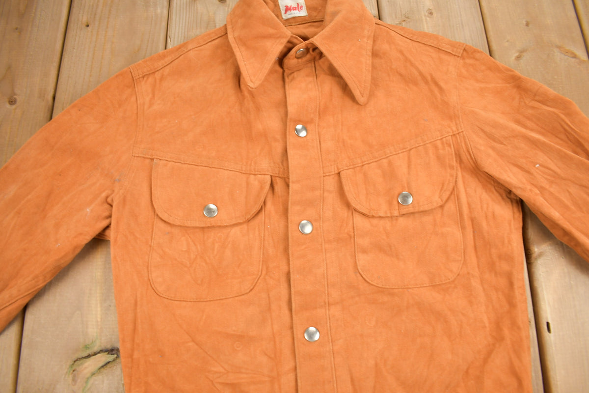 Vintage 1960s Male Burnt Orange Shacket Button Up