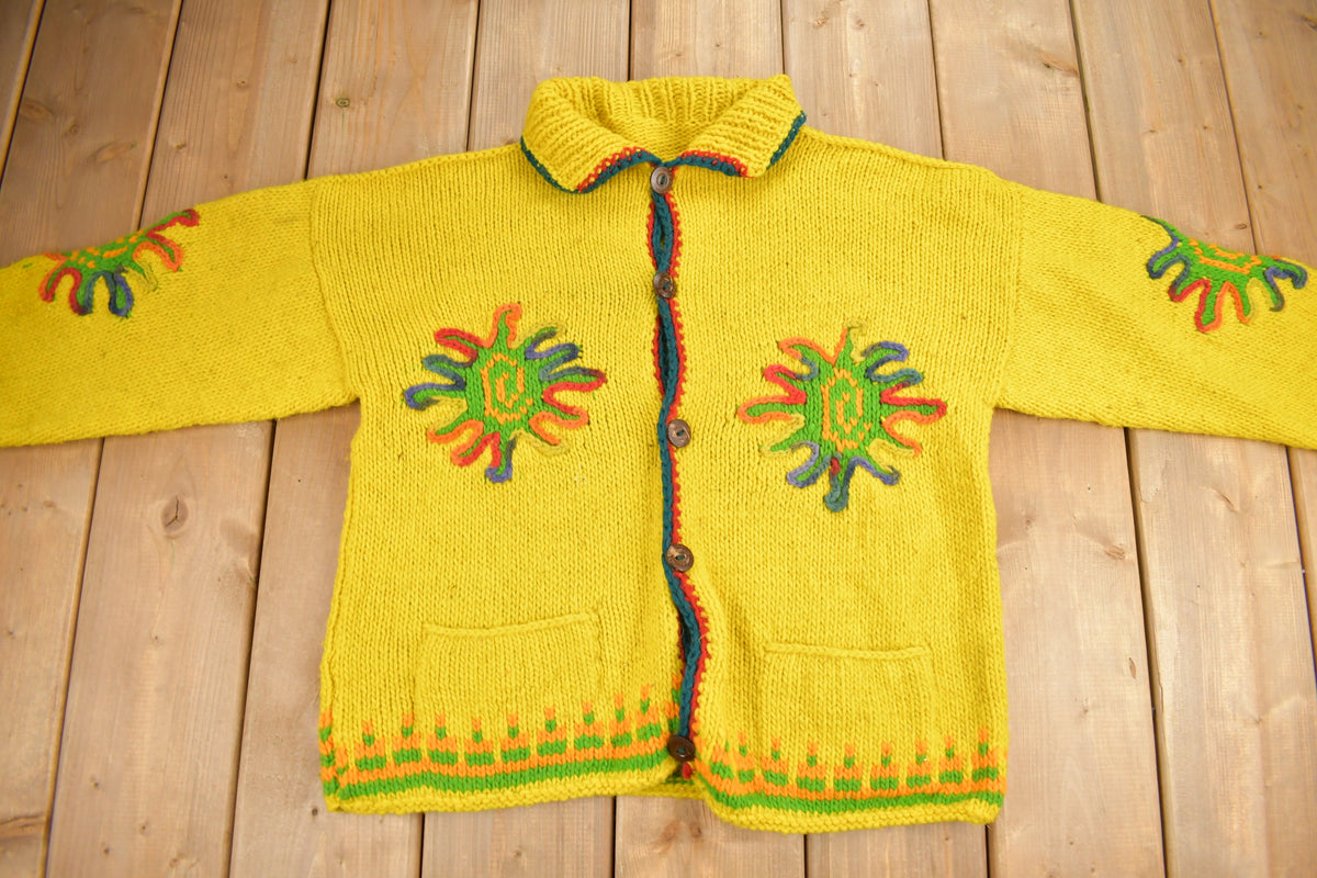 Vintage 1960s Psychedelic Style Wool Knit Sweater